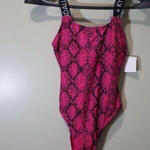 Kendall + Kylie One-Piece Swimsuit – Pink & Black Snake Print – Size M